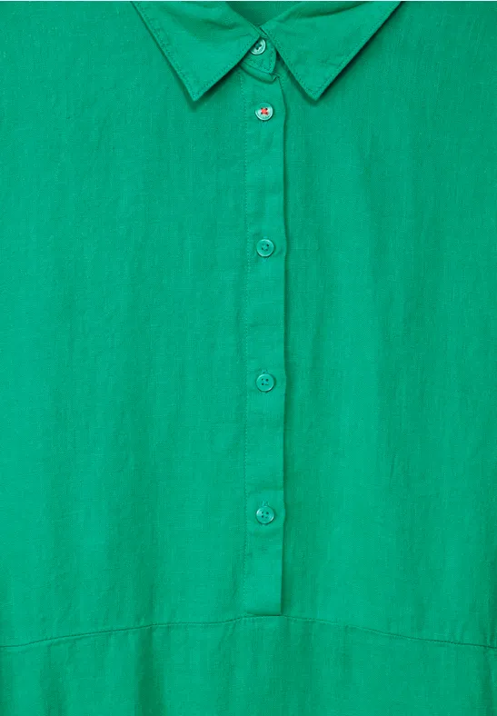Leinenkleid mit Knopfleiste trefoil green