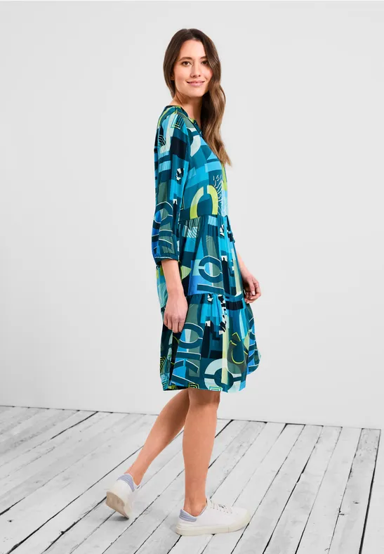 Multicolor Print Kleid teal blue