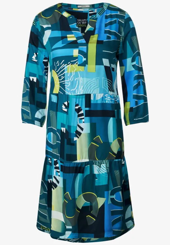 Multicolor Print Kleid teal blue
