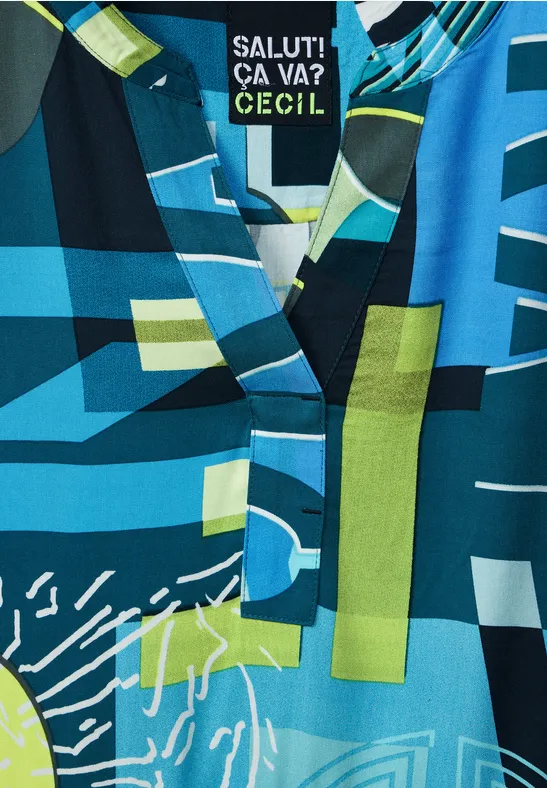 Multicolor Print Kleid teal blue