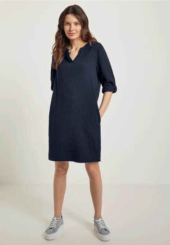 Jurk met structuur deep blue