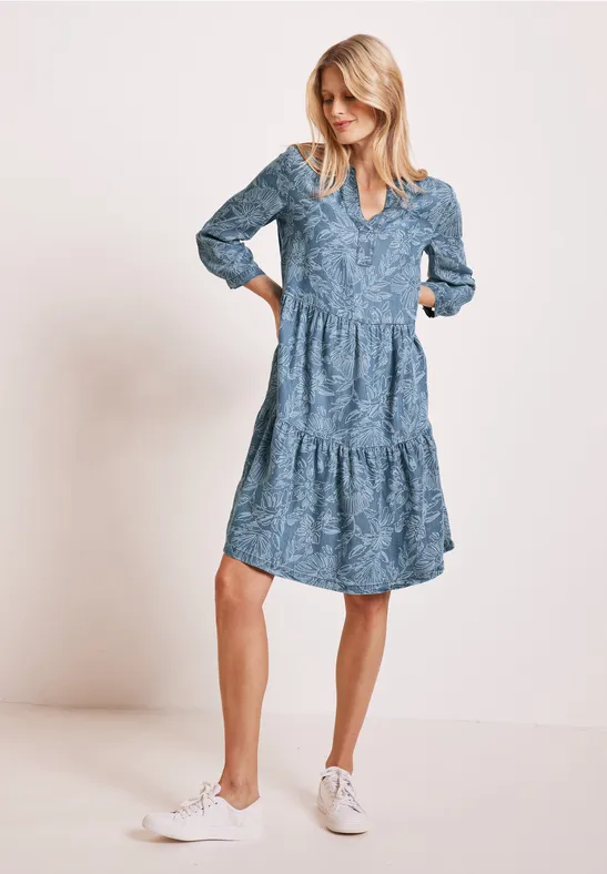Robe en lyocell avec imprimé mid blue wash