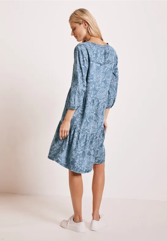Robe en lyocell avec imprimé mid blue wash