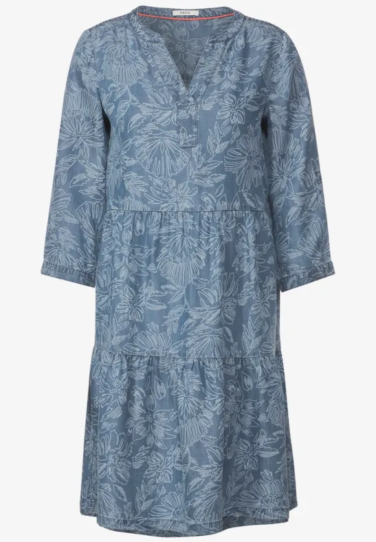 Robe en lyocell avec imprimé mid blue wash
