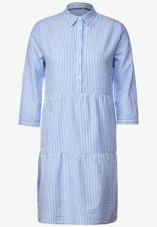 Seersucker Streifen Kleid blouse blue