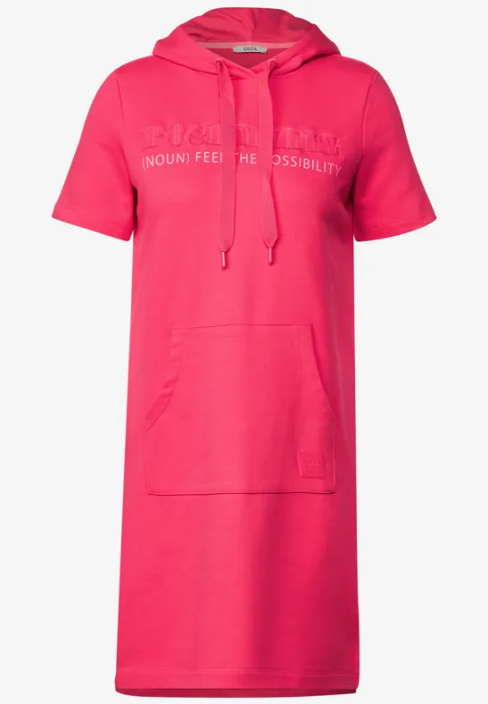 Sweatkleid mit Stickdetails strawberry red
