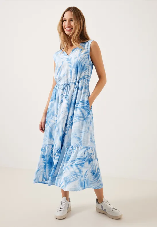 Midi-jurk met print tranquil blue