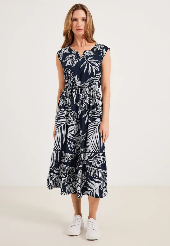 Robe en viscose imprimée deep blue