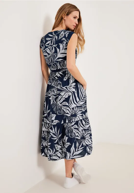 Robe en viscose imprimée deep blue