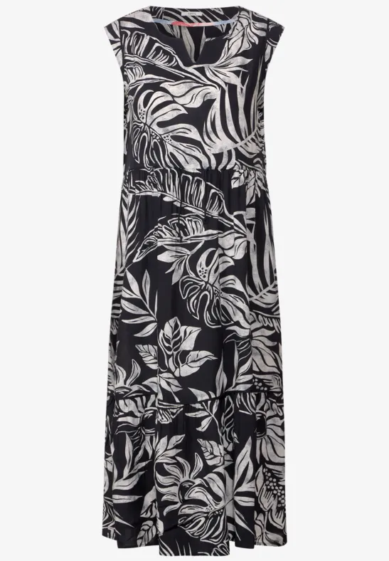 Print Viskose Kleid carbon grey