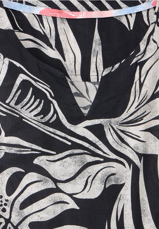 Print Viskose Kleid carbon grey