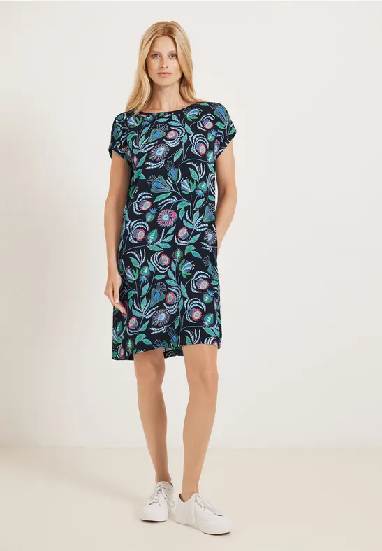 Jurk met bloemenprint deep blue