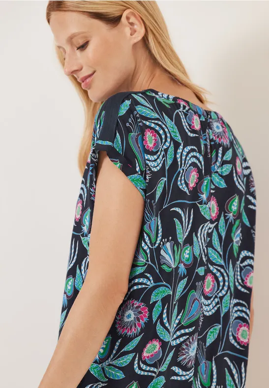 Jurk met bloemenprint deep blue