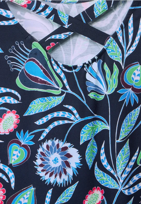 Jersey jurk met print deep blue