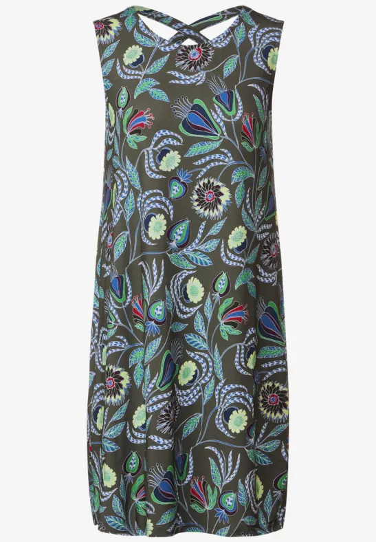 Print Jersey Kleid sporty khaki