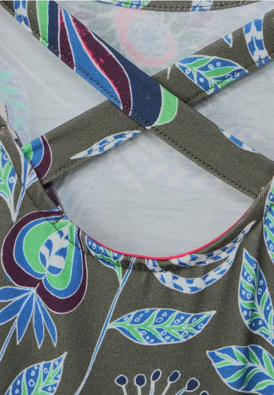 Print Jersey Kleid sporty khaki