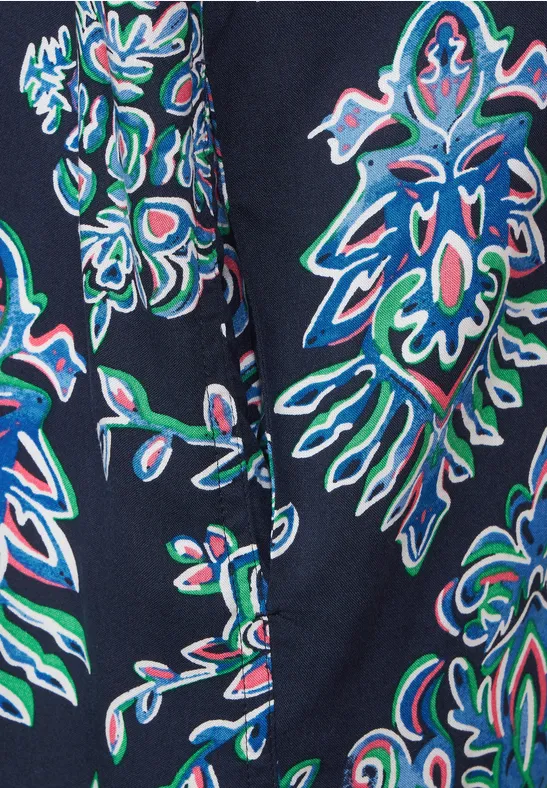 Ornament Print Kleid deep blue