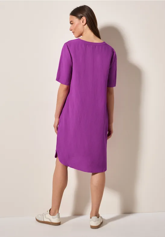 Split Neck Kleid magenta lacquer