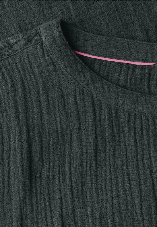 Musselin-Kleid in Unifarbe slate khaki