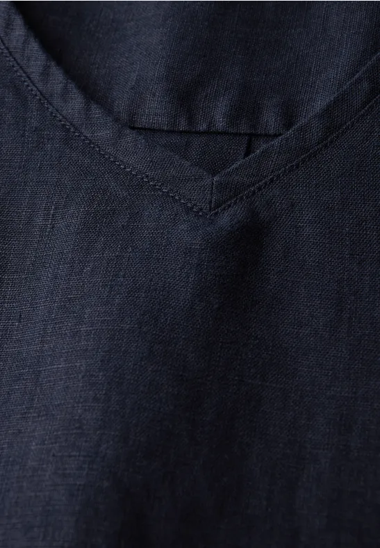 V-Neck Leinenkleid universal blue