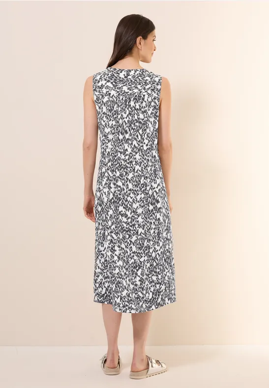 Gedessineerde midi-jurk vanilla white