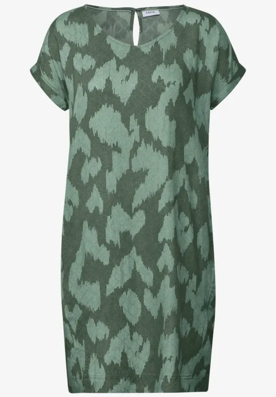 Gedessineerde overhemdjurk dark balmy khaki