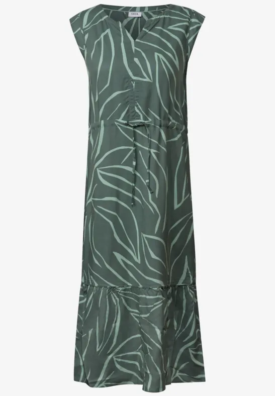Gemustertes Volant-Kleid dark balmy khaki