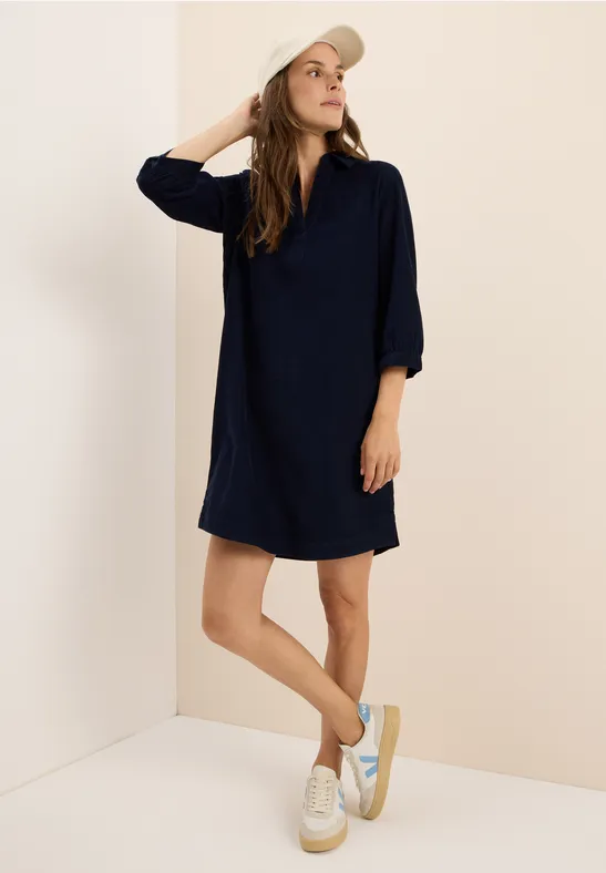 Corduroy jurk in effen kleur urban dark blue