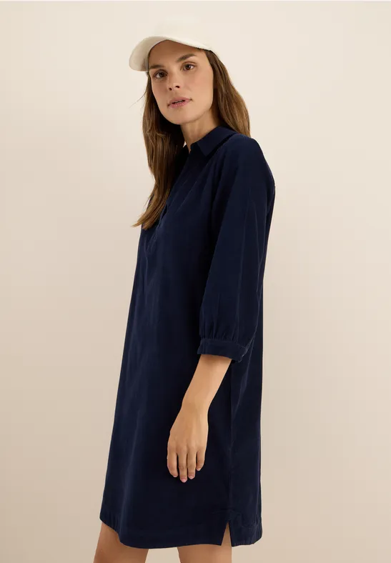 Corduroy jurk in effen kleur urban dark blue