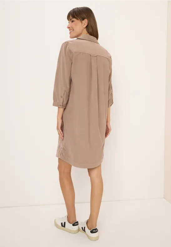 Cordkleid in Unifarbe natural taupe