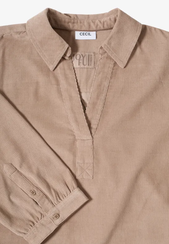Cordkleid in Unifarbe natural taupe