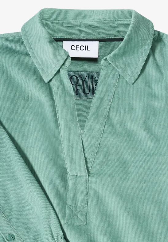 Corduroy jurk in effen kleur jewel green