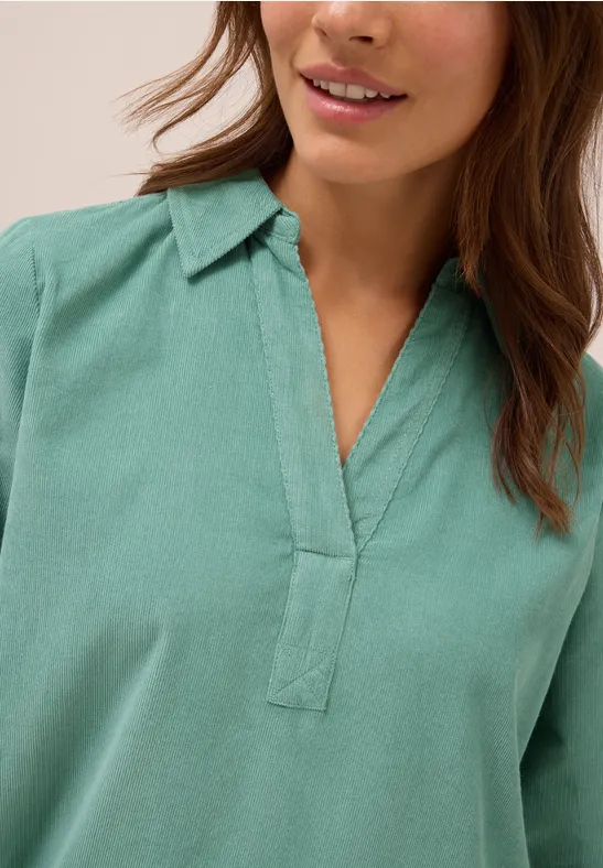 Corduroy jurk in effen kleur jewel green