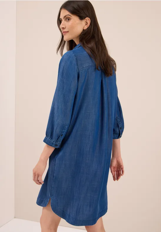 Zachte lyocell jurk mid blue wash