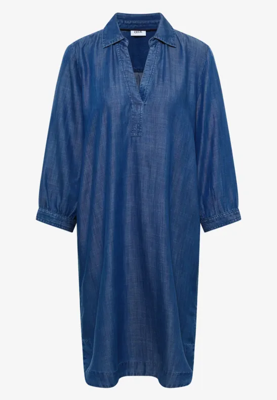 Zachte lyocell jurk mid blue wash