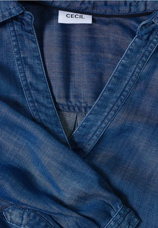 Zachte lyocell jurk mid blue wash