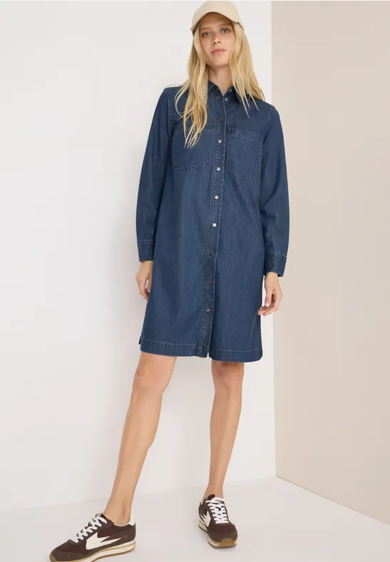 Denim-Look Kleid mid blue wash