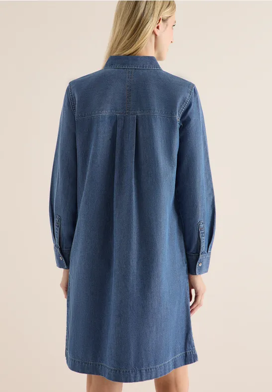 Denim-Look Kleid mid blue wash