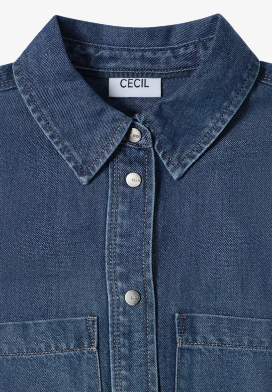 Denim-Look Kleid mid blue wash