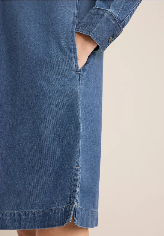 Denim-Look Kleid mid blue wash