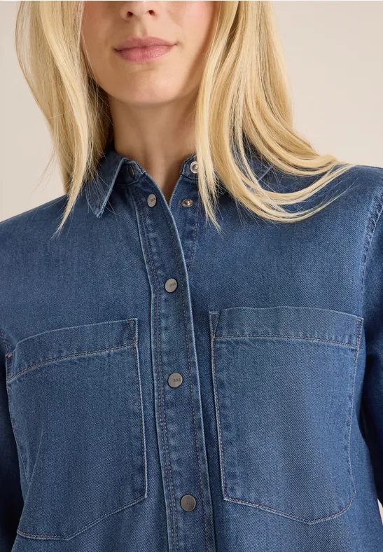 Denim-Look Kleid mid blue wash
