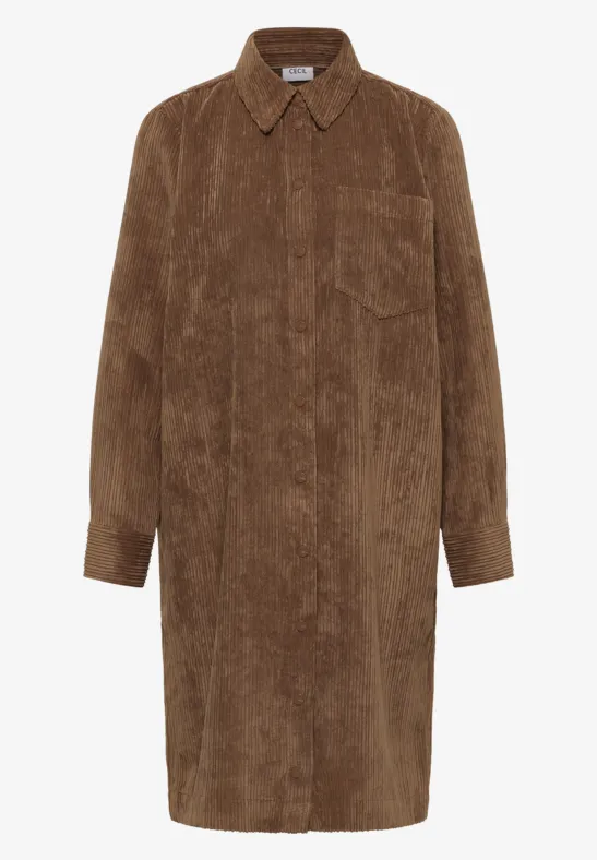 Cordkleid mocha caramel