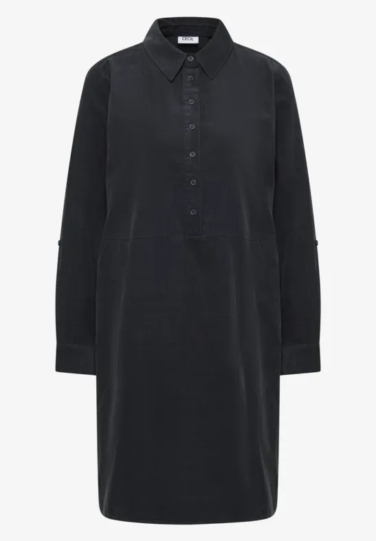 Cordkleid in Unifarbe carbon grey