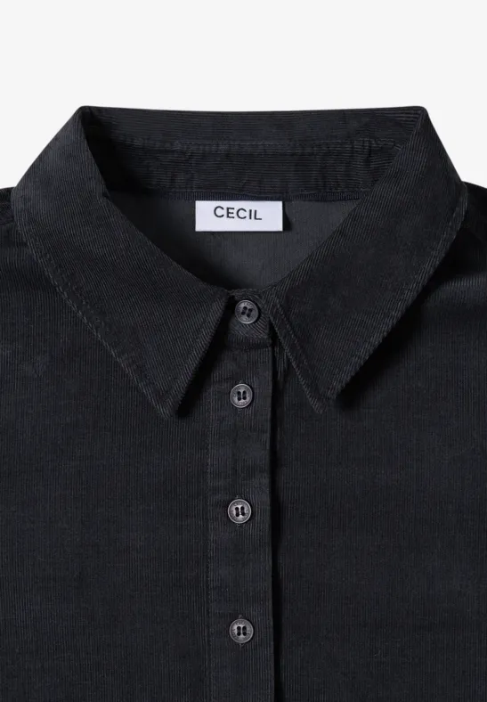 Cordkleid in Unifarbe carbon grey