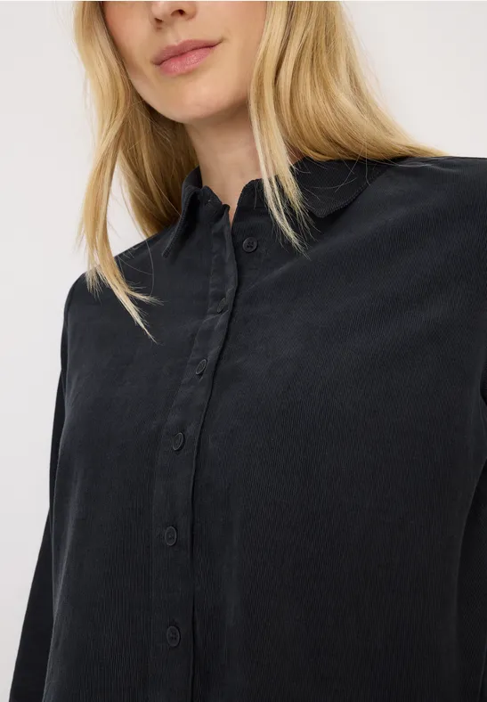 Cordkleid in Unifarbe carbon grey