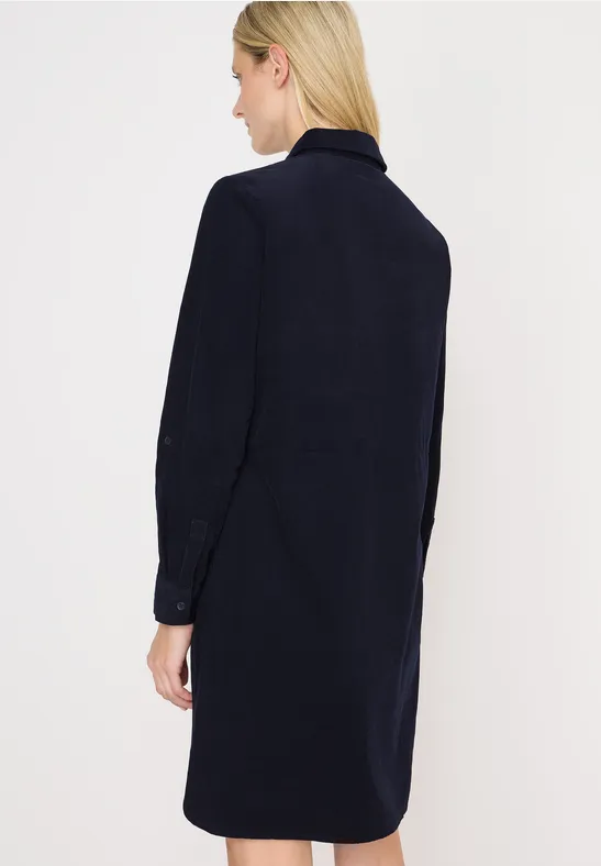 Cordkleid in Unifarbe urban dark blue