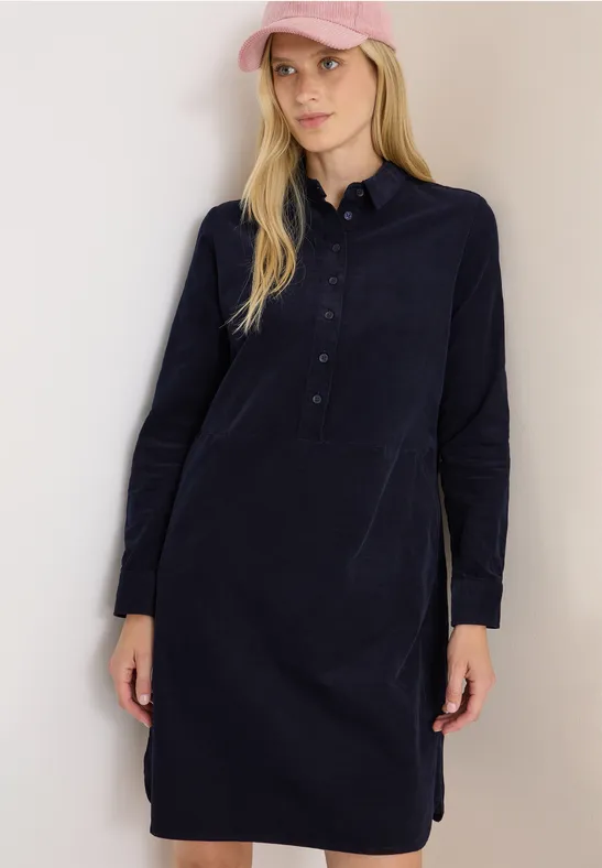 Cordkleid in Unifarbe urban dark blue