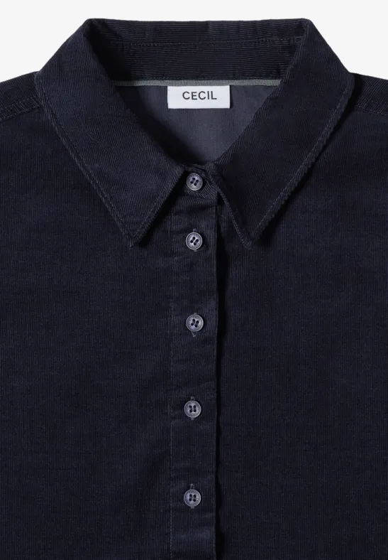 Cordkleid in Unifarbe urban dark blue