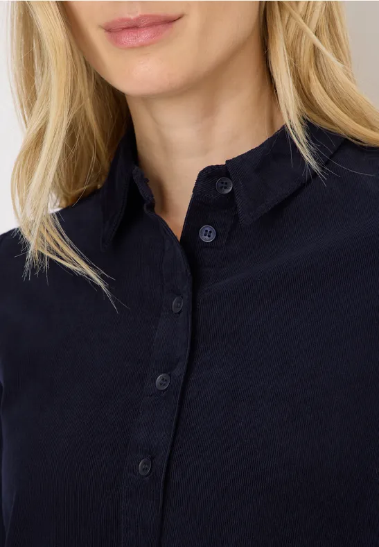 Cordkleid in Unifarbe urban dark blue