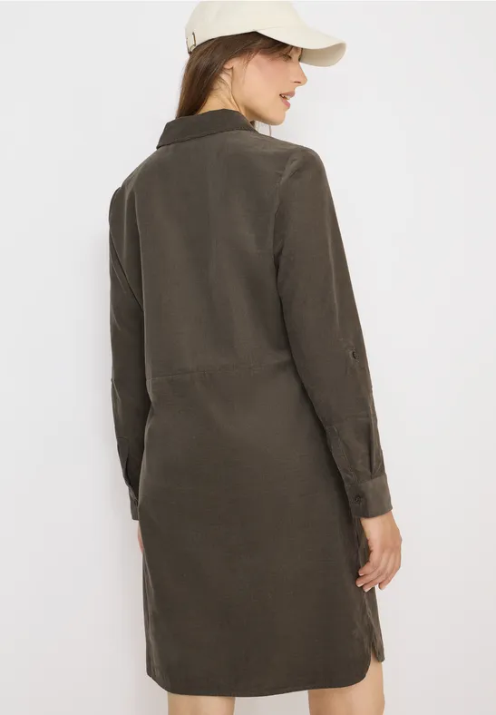 Cordkleid in Unifarbe misty taupe